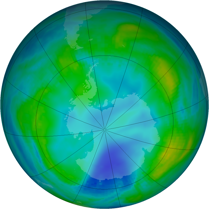 Antarctic ozone map for 21 May 1988